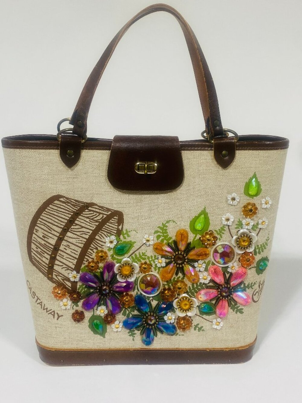 Vintage Enid Collins of Texas Castaway Handbag Wood Leather